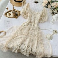 Francuska letnia szyfonowa sukienka wróżki Szyfonowa kawaii