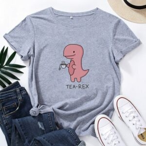 카와이 티렉스 그래픽 티셔츠 귀여운 공룡