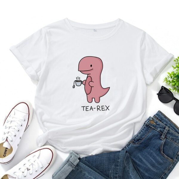 Camiseta gráfica Kawaii Tea-Rex dinosaurio kawaii
