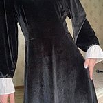 프렌치 레트로 블랙 미디 드레스