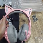 Cuffie con orecchie di gatto rosa Kawaii