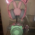 Kawaii różowy zestaw słuchawkowy z uszami kota