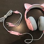 Auriculares con orejas de gato rosa Kawaii