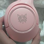 Fone de ouvido com orelhas de gato rosa Kawaii