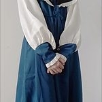 우아한 빈티지 네이비 칼라 드레스