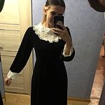 فستان ريترو أسود ميدي فرنسي