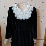 Franse retro zwarte midi-jurk
