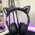 Fone de ouvido com orelhas de gato rosa Kawaii