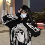 T-shirts noirs graphiques d'anime gothique