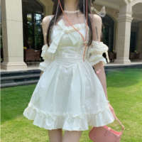 White Kawaii Fairy Strap Dress - Kawaii Fashion Shop | Cute Asian ...