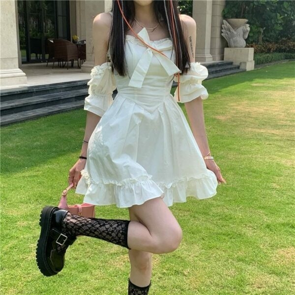 White Kawaii Fairy Strap Dress - Kawaii Fashion Shop | Cute Asian ...