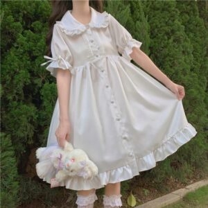 Weißes Kleid für süßes Mädchen von Lolita, Kawaii