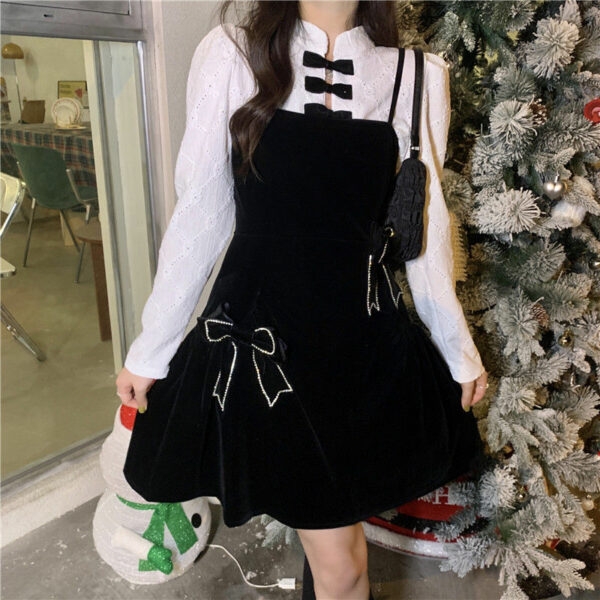 Koreanisches süßes schwarzes Lolita-Kleid 1