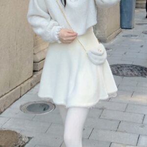 Mini jupe d'hiver Kawaii pour femme, kawaii