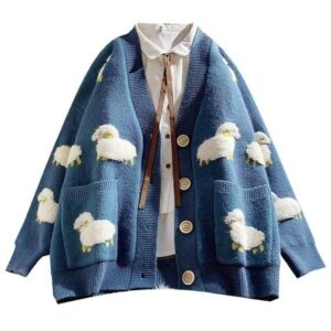 Suéteres de manga comprida de ovelha Kawaii Kawaii fofo