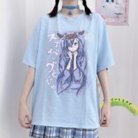 Harajuku Kawaii rosa grafiska T-shirts Grafisk kawaii