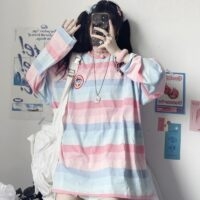 Harajuku borduurwerk meisje T-shirt Borduur kawaii