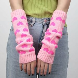 かわいいロリータ ハート編み手袋