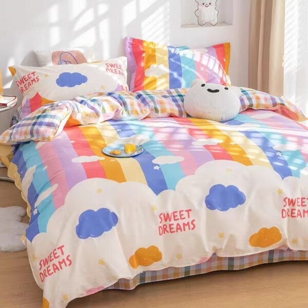 Set biancheria da letto arcobaleno Kawaii Lenzuolo kawaii