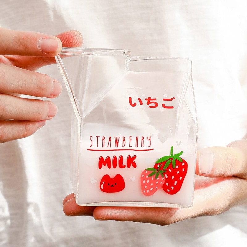 Gobelet à eau en verre fraise kawaii