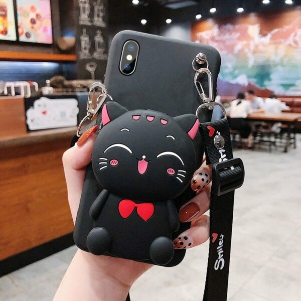 Kawaii 3D Cartoon Cat Wallet Phone Case 2