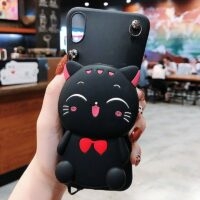 Etui na telefon z portfelem Kawaii 3D z kotem kreskówkowym Kawaii rysunkowy kot
