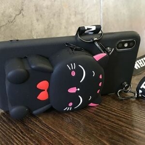 Custodia per telefono a portafoglio con gatto cartoon 3D Kawaii Gatto dei cartoni animati kawaii