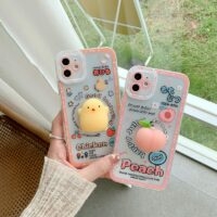 Simpatica custodia per iPhone con pollo in cartone 3D Pollo kawaii
