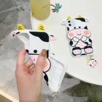 3D Cartoon Milk Cow iPhone-fodral Tecknad kawaii