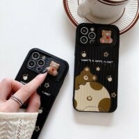 Étui pour iPhone de protection d'objectif d'appareil photo d'ours de dessin animé Objectif d'appareil photo kawaii