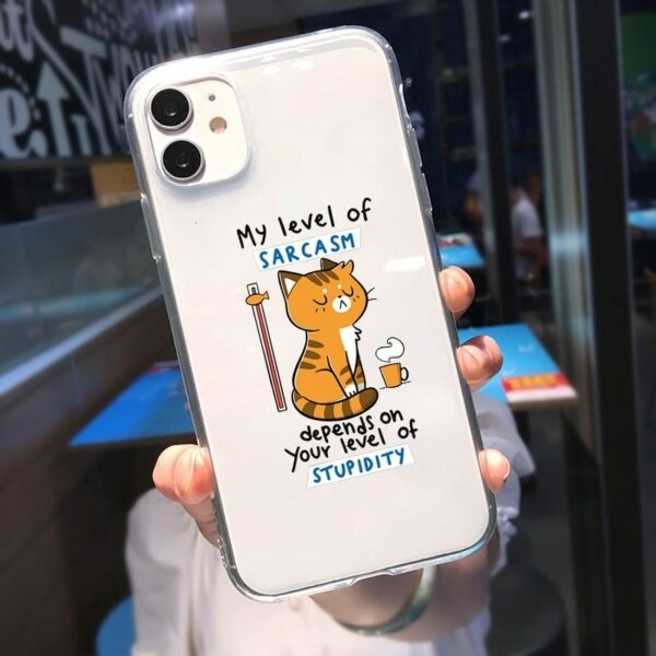 Kawaii Cartoon Cat Transparent iPhone-fodral Tecknad Katt kawaii