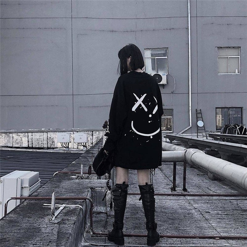 Gothic Punk Long Sleeve Egirl Tee - Kawaii Fashion Shop  Cute Asian  Japanese Harajuku Cute Kawaii Fashion Clothing