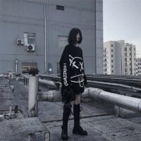 Gotisk punk långärmad egirl-tröja Hip Hop kawaii