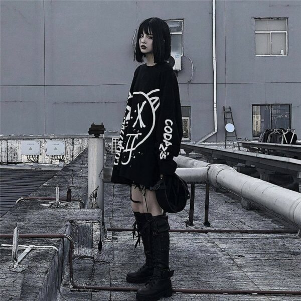 Gothic-Punk-Langarm-Egirl-T-Shirt Hip-Hop-Kawaii