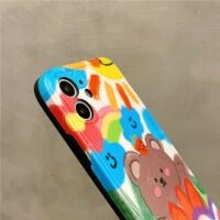 Söta tecknade grafitti iPhone-fodral björn kawaii