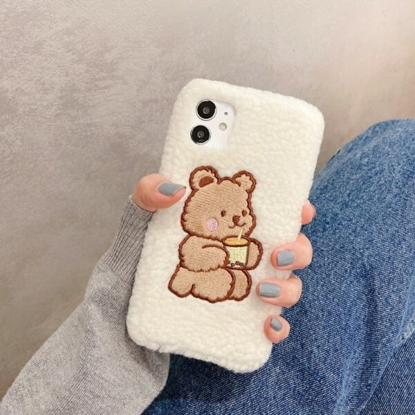 Capa para iPhone com urso de pelúcia de cordeiro fofo urso kawaii