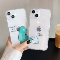 Custodia per iPhone con coppia di dinosauri cartoni animati Cartone animato kawaii