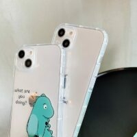 Custodia per iPhone con coppia di dinosauri cartoni animati Cartone animato kawaii