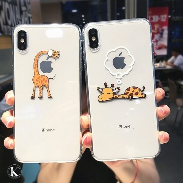 Coque et skin iPhone Couple de girafe de dessin animé mignon Dessin animé kawaii