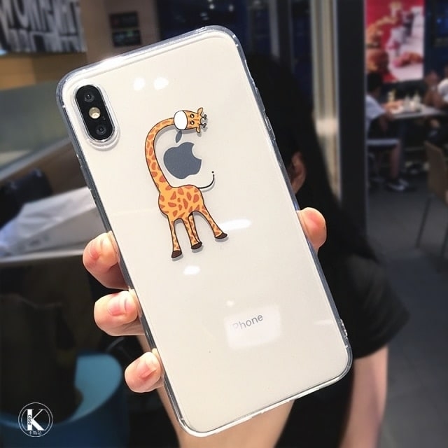 Het leuke Hoesje van iPhone van het Paar van de Giraf van de Cartoon