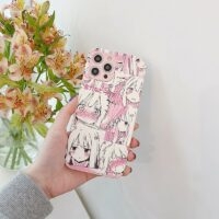 Chica Kawaii Anime Rosa Funda y vinilo para iPhone lindo kawaii