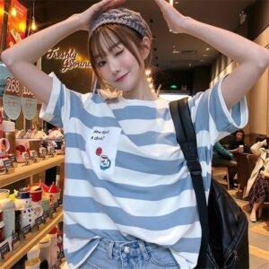 Kawaii Cute Casual Striped T-shirt