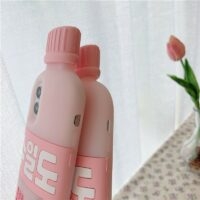 かわいいピンクのドリンクボトル iPhone ケースかわいいかわいい