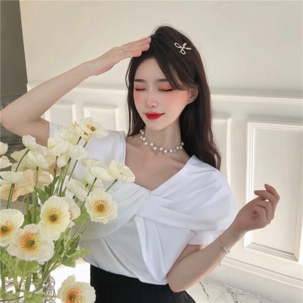 Zomer Koreaanse stijl zoete witte T-shirts Koreaanse kawaii