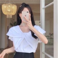 Camisetas brancas doces estilo coreano de verão Kawaii coreano