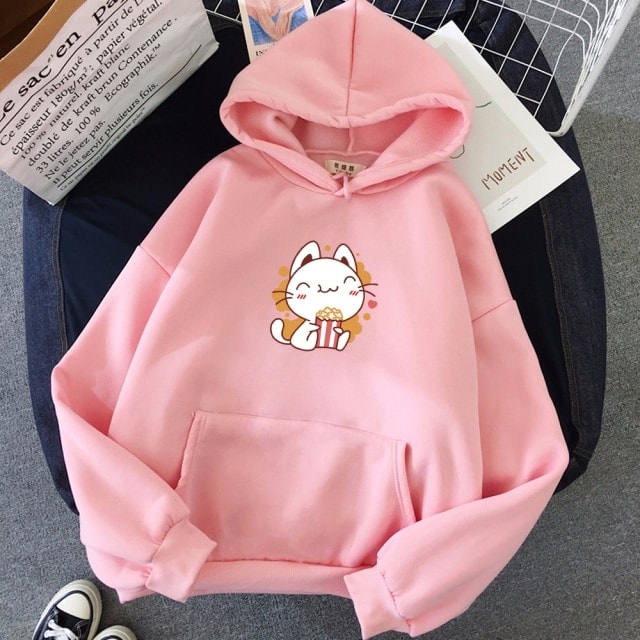 Söt katt Harajuku hoodie