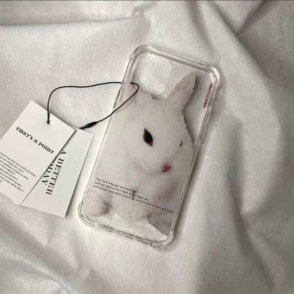 Чехол для iPhone с милым маленьким белым кроликом кролик каваи