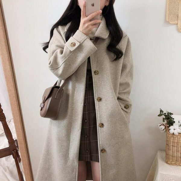 Японское черное темпераментное пальто средней длины пальто каваи