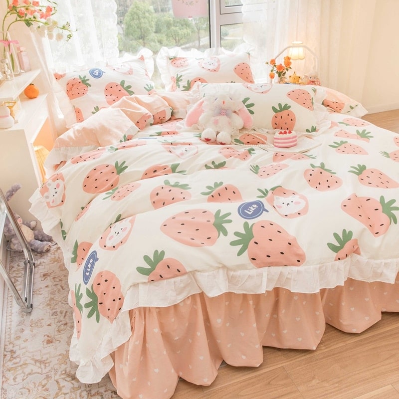 Kawaii Korean Bedding Set - Cute and Comfortable Twin Full Queen
