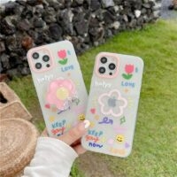 Koreaans schattig iPhone-hoesje met 3D-bloem Leuke kawaii